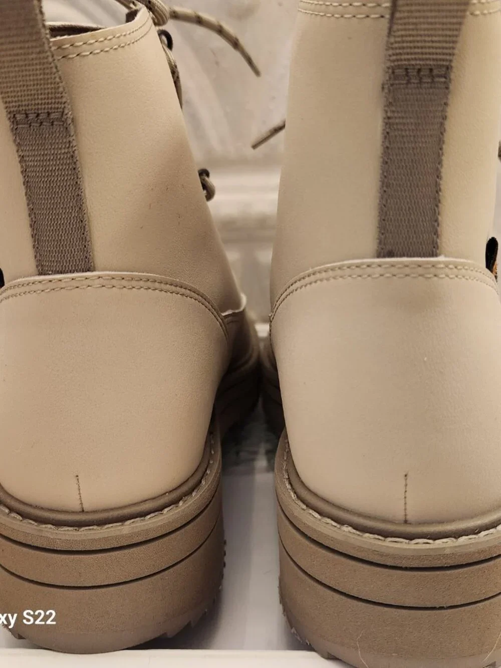 Teva Light Beige Platform Lace-Up Ankle Booties